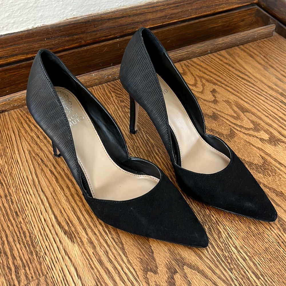 Vince Camaro Black Kidsuede/Nobuck NY Size 7 Heels